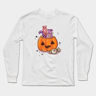 Halloween pumpkin with candies Long Sleeve T-Shirt